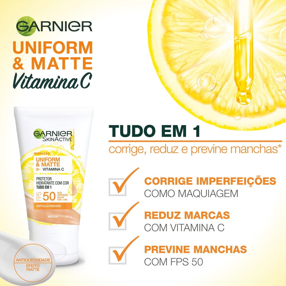 Protetor Hidratante Com Cor Clara | Descrição tudo em 1 | Garnier
